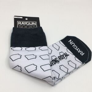 Raygun Crew Socks Iowa Outline Black and White Socks